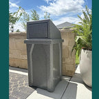 Sturdy Essentials Campus Collection 32 Gallon Square 100% Recycled Plastic Heavy Duty Commercial Indoor or Outdoor Trash Can with Push Lid | Great for Schools and Businesses - Dark Granite