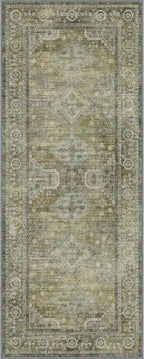 GENIMO Runner Rug 2x5 Non Slip Machine Washable Vintage Hallway Runner Rugs, Low Pile Lightweight Mat for Living Room, Entryway, Bedroom, Kitchen and Corridor, Distressed Sage