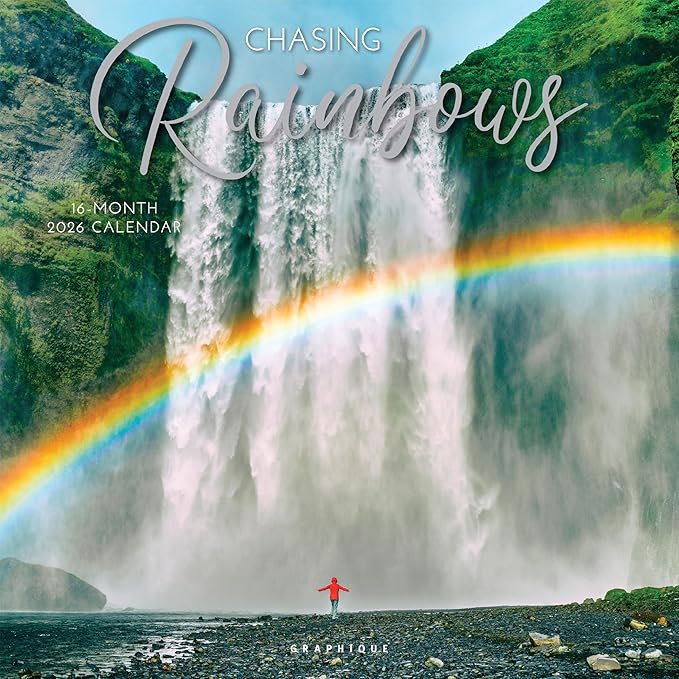 Graphique 2026 Chasing Rainbows Wall Calendar | 12” x 12” | Thick Paper | Home & Office Organizer | Large Monthly Grid | 3 Languages & Marked Holidays | 4 Month Preview Page for 2027