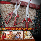 HUUSK Kitchen Scissors Set Red - Stainless Steel Kitchen Shears, Sharp Meat Scissors Dishwasher Safe, Heavy Duty Poultry Shears All Purpose, Japanese Cooking Scissor for Food,Christmas Gifts for Women