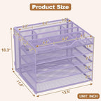 Docnest 5 Tier Letter Tray with Hanging File Organizer-Mesh Desk Organizer-Desktop Storage Box Built in Pen Holder and Handles, File Folder Holder for Mail Documents Office Supplies-Purple