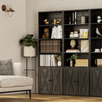 IRONCK Industrial Bookshelves and Bookcases with Doors Floor Standing 6 Shelf Display Storage Shelves 70 in Tall Bookcase for Home Office, Living Room