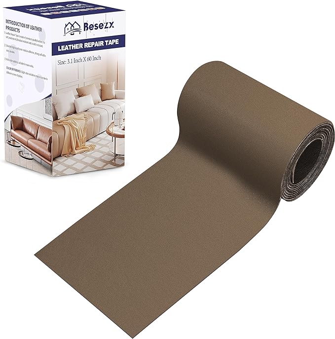 Leather Repair Patch Tape Kit, Self Adhesive Leather Repair for Furniture, Couch, Sofa, Car Seats,Office Chair,Vinyl Repair Kit.3.1inx60in