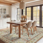 GENIMO 8x10 Area Rugs for Living Room, Machine Washable Non Slip Vintage Retro Rugs, Low Pile Lightweight Chenille Print Rug for Bedroom, Dining Room, Home Office,Floral Blossom