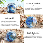 Hand Blown Underwater World of Glass,Office Paperweight Glass for Desk,Home Decor Collectible,Aquarium Decor,Office Decor Ocean Lovers (Ocean Wave)