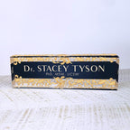 Artblox Office Desk Name Plate Personalized | Custom Name Plates For Desks | Leaf Gold Design On Clear Acrylic Glass | Cute Office Desk Accessories Customized Gifts - (8" x 2.5")