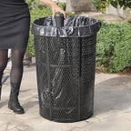 Zedfire 48 Gallon Mesh Black Waste Bin, Steel Outdoor Heavy-Duty Commercial Trash Can, Round Recycle Container, Durable Garbage Can for Parks, Municipalities, Parking, Schools