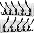 SKOLOO Rustic Wall Mounted Coat Rack: Pine Real Wood Plank Wall Coat Rack with 5 Triple Hooks, Farmhouse Coat Hanger Wall Mount for Hanging Backpack Jacket Coat Hat,Pack of 2