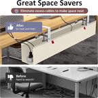 Cotohim Under Desk Cable Management Tray - Under Desk Cord Management - Clamp/Screw Mount - Fabric Wire Management - Cable Raceways Tray Cord Hiders for Office/Home (Beige, 35.8"×5.6")
