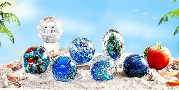 EUSTUMA Hand Blown Art Glass Apple Collectible Figurines,Glass Apple Paperweight,Christmas Eve Gifts,Home Decoration,Office Decoration.