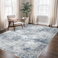 GENIMO Washable Area Rugs for Living Room, 8x10 Modern Non Slip Rugs, Low Pile Lightweight Soft Print Rug for Bedroom, Dining Room, Home Office, Washed Light Denim Blue