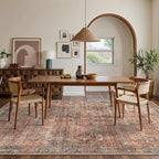 GENIMO 6x9 Area Rugs for Living Room, Machine Washable Non Slip Vintage Rugs, Low Pile Lightweight Chenille Print Rug for Bedroom, Dining Room, Home Office, Terracotta Indigo