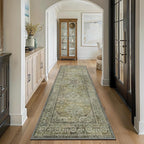 GENIMO Runner Rug 2x10 Non Slip Machine Washable Vintage Hallway Runner Rugs, Low Pile Lightweight Mat for Living Room, Entryway, Bedroom, Kitchen and Corridor, Distressed Sage