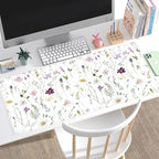 Cute Flower Mouse Pad Aesthetic Desk Mat Plants Large Extended Gaming Mousepad Floral XXL Desk Pad Keyboard and Mouse Mat 31.5''x15.75'', Desktop Decor Protectors Mats for Women Office Girl Gamer