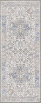 GENIMO 2'6"x8 Runner Rugs for Hallway, Machine Washable Non Slip Vintage Retro Rugs, Low Pile Lightweight Thin Print Rug for enrtyway, Corridor, Home Office, Kitchen, Khaki Blue