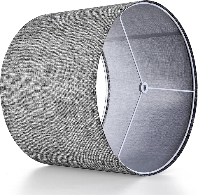 Gray Drum Lamp Shades Medium 13" Top x 13" Bottom x 10" High (Spider) Traditional Lampshades for Table Lamp & Bedside Lamp - Assembly Required - Modern Lamp Shade By GO&SO