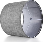 Gray Drum Lamp Shades Medium 13" Top x 13" Bottom x 10" High (Spider) Traditional Lampshades for Table Lamp & Bedside Lamp - Assembly Required - Modern Lamp Shade By GO&SO