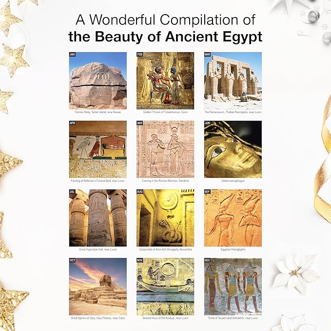 RED EMBER Ancient Egypt 2026 Wall Calendar 12 Month | 12" x 24" Open | Thick & Sturdy Paper | Holiday Gift | Travel Calendar 2026