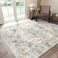 GENIMO 8x10 Area Rugs for Living Room, Machine Washable Rug, Non Slip Indoor Vintage Rug, Low Pile Lightweight Chenille Print Carpet for Bedroom Dining Room Home Office, Mint Sage