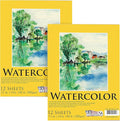 U.S. Art Supply 11" x 14" Premium Heavyweight Watercolor Paper Pad, Pack of 2 (12 Sheets Each), 140lb (300gsm) - Cold Pressed, Acid-Free, Wet, Water Color Paper - for Artists, Students