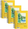 U.S. Art Supply 5.5" x 8.5" Premium Heavyweight Watercolor Paper Pad, Pack of 3 (30 Sheets Each), 140lb (300gsm) - Spiral Bound, Cold Pressed, Acid-Free, Wet, Water Color Paper - For Artists, Students