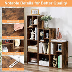 VECELO Narrow Bookshelf Set, Fits 9.3" × 10-12.8" Hardcovers, Cube Storage Bookcases, Free-Standing for Living Room, Bedroom, Home Office, 3/4-Tier, 2-Pack, Brown