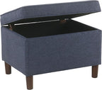 Spatial Order Home Decor | Dinah Collection Modern Storage Ottoman | Ottoman with Storage for Living Room & Bedroom (Navy)