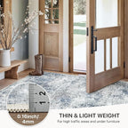 GENIMO Washable Area Rugs for Living Room, 8x10 Modern Non Slip Rugs, Low Pile Lightweight Soft Print Rug for Bedroom, Dining Room, Home Office, Washed Light Denim Blue