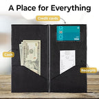 Restaurant Check Presenters - Guest Check Card Holder with Gold Thank You Imprint - 5.5" x 10" (Black, 2 Pack)