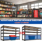 ROOMFAVE 60" W Garage Shelving 72" H Metal Shelving 3500LBS Storage Shelves Heavy Duty 5 Tier Adjustable Shelving Unit for Storage Rack Pantry Shelf Commercial,60" W x 24" D x 72" H