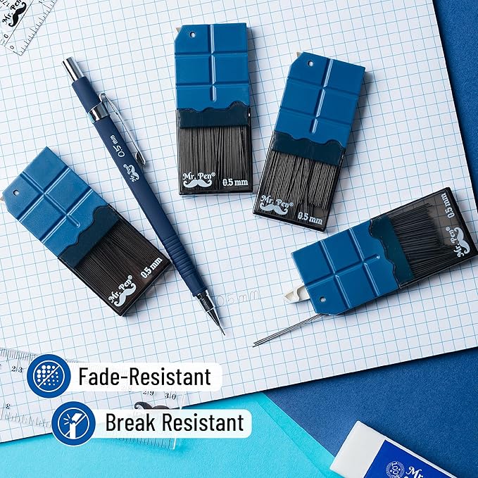 Mr. Pen- 0.5 Lead Refills, 10 Pack, 1200 pcs, 0.5 Lead Refill, 0.5 Mechanical Pencil 0.5 Refill