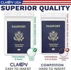 Claev Fast Seal Vertical 4x6 Passport & Card Holders (4x6 Extra Large (XXL), 250 Pack), Clear Waterproof ID Plastic Name Card Badge Holders for Travel, Conferences, Conventions