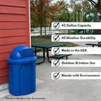 Campus Collection 42 Gallon Circle 100% Recycled Plastic Heavy Duty Indoor or Outdoor Commercial Trash Can with Push Open Dome Lid and Internal Liner | Great for Schools and Businesses - Beige Granite