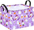 FUULOXE Halloween Empty Storage Basket with Handles Open Gifts&Candy Spooky Basket stuffers for Kids Baby Collapsible Women Organizer Bins Toys Boxes for Shelves Home Office