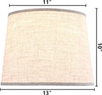 GO&SO Oatmeal Linen Drum Lamp Shade - 11" Top x 13" Bottom x 10" High (Spider) - Farmhouse Style for Table & Bedside Lamps - Replacement Shade - Easy Assembly