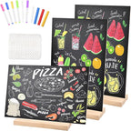 Bouiexye 3 Pack 8.1x12 in Chalkboard Signs with Stand for Tables Small Chalk Board Signs Tabletop Message Board Sign with Wood Base for Home Decorations Coffee Shop Restaurant Kitchen Wedding Party