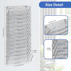 EasyPAG Wall File Organizer for Office 14 Pocket Mesh Wall Mounted Paper Organizer Hanging Folder Holder with Nametag Label for Home School, Silver