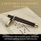 BEILUNER 316 Fountain Pen,Stunning Luxury Blackwood,24K Gilded Nib(Medium),Gorgeous 24K Gold Finish, Ink Converter,Trustworthy Gift for Men&Women-Elegant,Executive,Graduation Pens for Writing, BK-M
