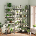 SUPERJARE Triple 6 Tier Bookshelf, Bookcase with 17 Open Display Shelves, Wide Book Shelf Book Case for Home & Office, Grey
