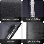 Antner 3 Ring Personal Check Binder for 3-on-a-Page End-Stub Deskbook & Personal 3 Holes or 9 Holes Small Size Checks, PU Leather Check Holder Checkbook Binder Cover with Zipper Pouch, Black
