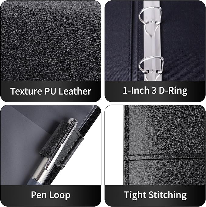 Antner 3 Ring Personal Check Binder for 3-on-a-Page End-Stub Deskbook & Personal 3 Holes or 9 Holes Small Size Checks, PU Leather Check Holder Checkbook Binder Cover with Zipper Pouch, Black