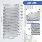 EasyPAG Wall File Organizer for Office 10 Pocket Mesh Wall Mounted Paper Organizer Hanging Folder Holder with Nametag Label for Home School, Silver