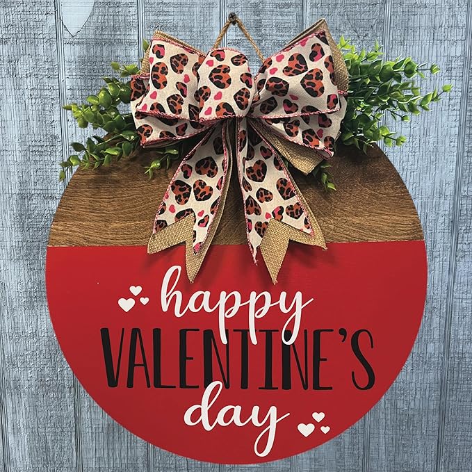 Wood front door sign Wood sign Home decor Welcome sign Sign for front door House warming gift Wedding gift (Happy Valentine's Day(UV014(A60) S005), 11" Width)