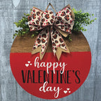 Wood front door sign Wood sign Home decor Welcome sign Sign for front door House warming gift Wedding gift (Happy Valentine's Day(UV014(A60) S005), 15" Width)
