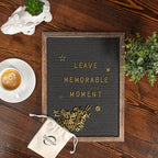 Felt Letter Board with Rustic Vintage Frame and Stand 12x16 inch,Grey Changeable Letter and Message Board Includes 792 Letters, Numbers and Symbols, Hook to Hang, 2 Canvas Bags