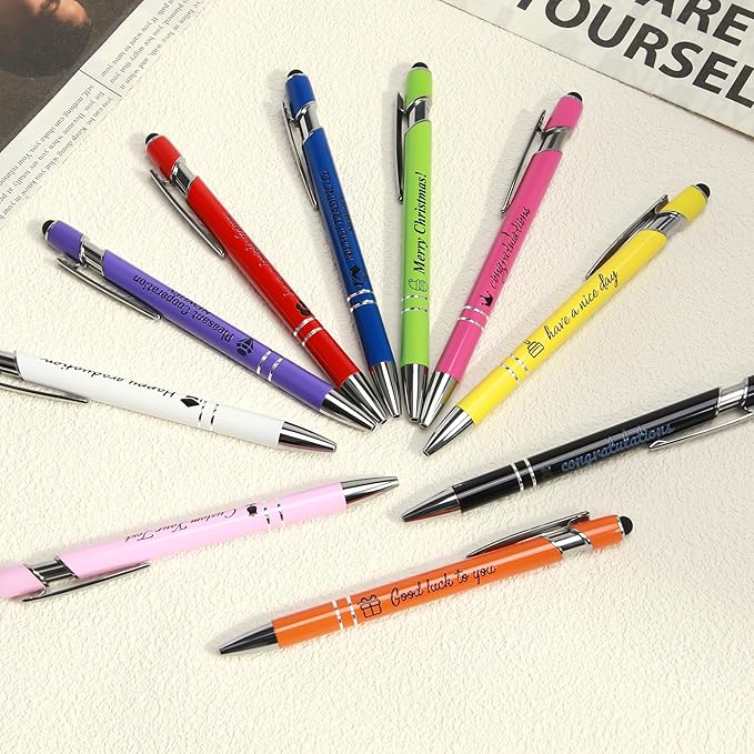 ENOMY Personalized Pens Bulk Free Engraved with Logo/Name/Message Black Ink Custom Pens Customized Stylus Ballpoint Pens Ideal Gifts for Business Anniversary (20)