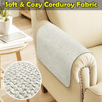 Couch Arm Covers, Waterproof Armrest Cover for Sofa, Armchair, Loveseat, Non-Slip Recliner Arm Cover, Sofa Arm Covers, Headrest Covers, Arm Chair Covers Set of 2 (Cream White, 28"×24")