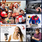 JVSCAM X3 Compressed Air Duster - Electric Air Duster with Brushless Motor,3 Gear Adjustable - mini Snow Blower- Rechargeable Air Duster for PC, Keyboard, Car,Outdoors,Home,Snow and Leaves Clearing