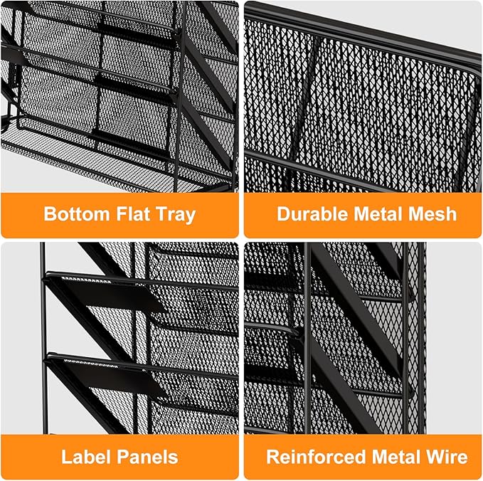 Kuntine.B Wall File Organizer (Black, 7 Tier 2 Pack)