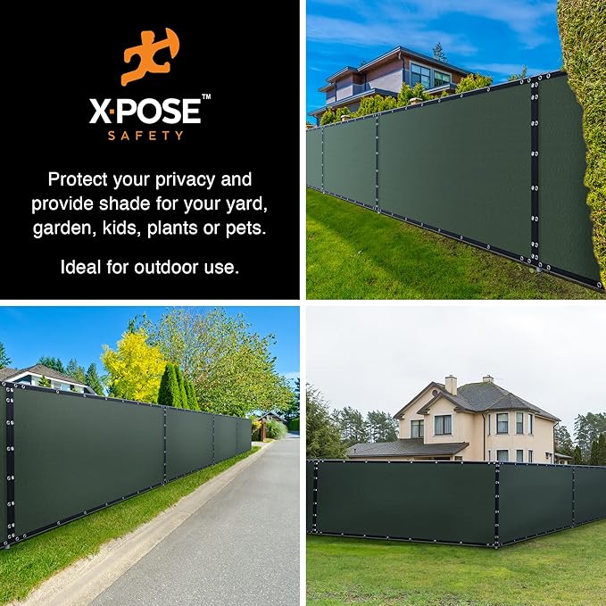 Xpose Safety Privacy Fence Screen 4’ x 50’ – Heavy Duty Green Mesh with 90% Visibility Block, UV Protection – for Garden, Yard, Nursery, Kennel, Dog Run, Greenhouse